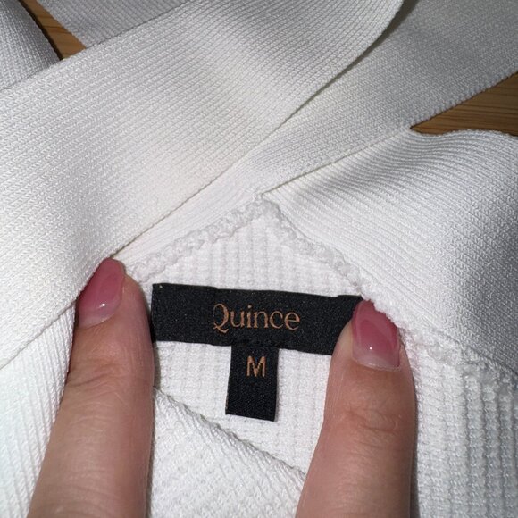 Quince Cropped Halter Ribbed Knit Tank Top - White - Picture 3 of 4